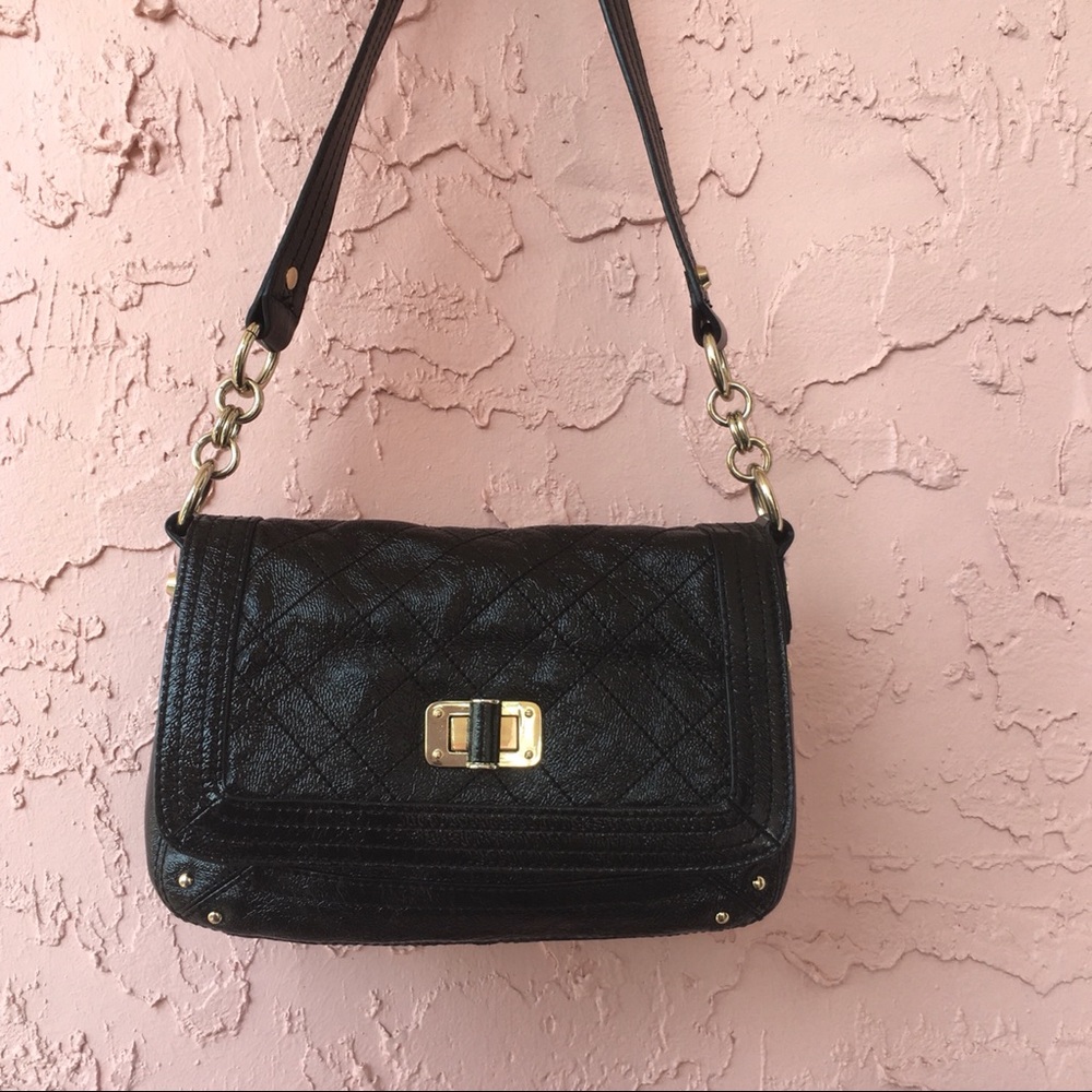 Elliott Lucca Black Leather Handbag Shimmer
